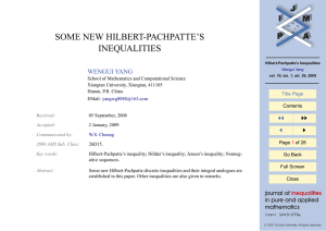 SOME NEW HILBERT-PACHPATTE’S INEQUALITIES WENGUI YANG