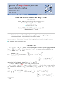 SOME NEW HILBERT-PACHPATTE’S INEQUALITIES Communicated by W.S. Cheung