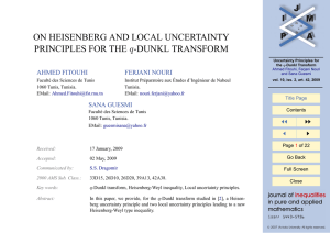 ON HEISENBERG AND LOCAL UNCERTAINTY PRINCIPLES FOR THE q-DUNKL TRANSFORM AHMED FITOUHI