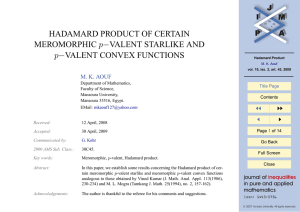 HADAMARD PRODUCT OF CERTAIN MEROMORPHIC p−VALENT STARLIKE AND p−VALENT CONVEX FUNCTIONS JJ