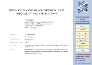 SOME COMPANIONS OF AN OSTROWSKI TYPE INEQUALITY AND APPLICATIONS ZHENG LIU