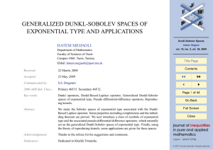 GENERALIZED DUNKL-SOBOLEV SPACES OF EXPONENTIAL TYPE AND APPLICATIONS HATEM MEJJAOLI