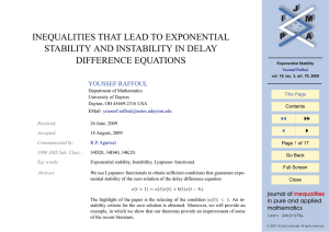 INEQUALITIES THAT LEAD TO EXPONENTIAL STABILITY AND INSTABILITY IN DELAY DIFFERENCE EQUATIONS JJ