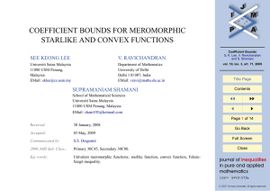 COEFFICIENT BOUNDS FOR MEROMORPHIC STARLIKE AND CONVEX FUNCTIONS SEE KEONG LEE V. RAVICHANDRAN