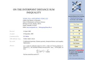 ON THE INTERPOINT DISTANCE SUM INEQUALITY YONG XIA AND HONG-YING LIU