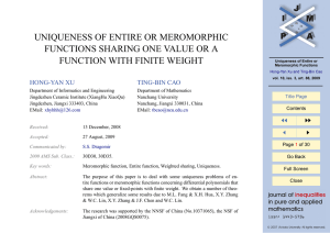 UNIQUENESS OF ENTIRE OR MEROMORPHIC FUNCTIONS SHARING ONE VALUE OR A