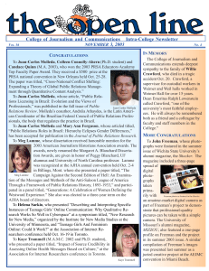 3, 2003 College of Journalism and Communications   Intra-College Newsletter C