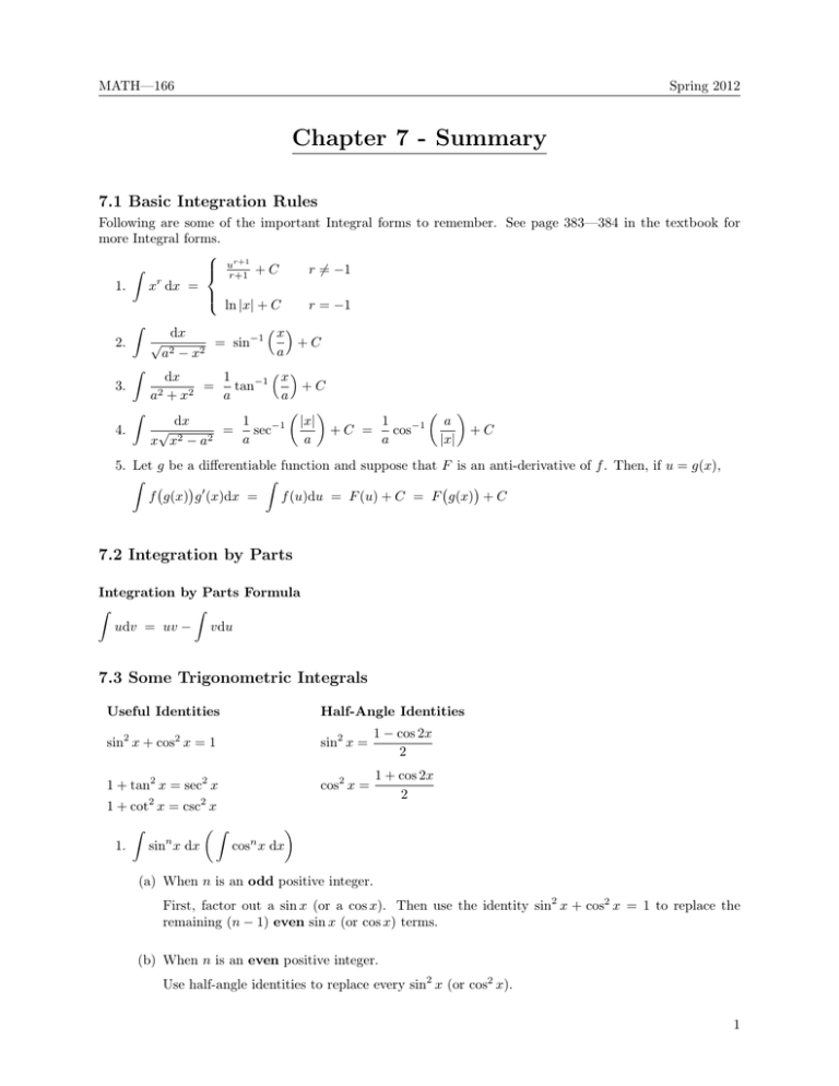 chapter-7-summary-7-1-basic-integration-rules