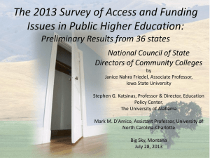 The 2013 Survey of Access and Funding National Council of State