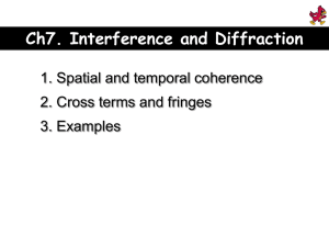 Ch7. Interference and Diffraction 1. Spatial and temporal coherence 3. Examples