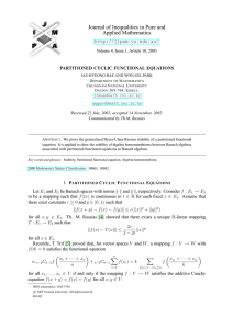 Journal of Inequalities in Pure and Applied Mathematics  PARTITIONED CYCLIC FUNCTIONAL EQUATIONS