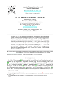 Journal of Inequalities in Pure and Applied Mathematics  ON THE HEISENBERG-PAULI-WEYL INEQUALITY