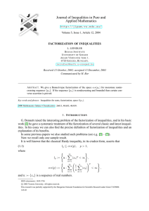 Journal of Inequalities in Pure and Applied Mathematics  FACTORIZATION OF INEQUALITIES