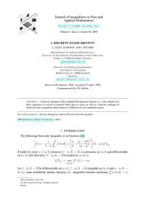 Journal of Inequalities in Pure and Applied Mathematics  A DISCRETE EULER IDENTITY