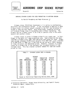 AGRONOMIC CROP SCIENCE REPORT Oregon niversity UState
