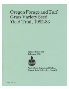 Oregon Forage and Turf Grass Variety Seed Yield Trial, 1982-83 February 1985