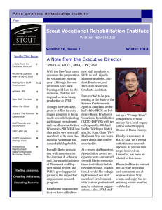 Stout Vocational Rehabilitation Institute Winter Newsletter