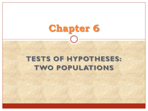 Chapter 6 TESTS OF HYPOTHESES: TWO POPULATIONS