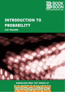 BOOKBOON.COM INTRODUCTION TO PROBABILITY LEIF MEJLBRO
