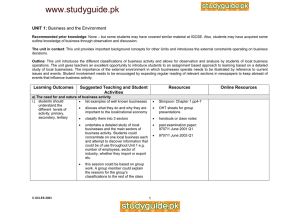 www.studyguide.pk UNIT 1: Business and the Environment