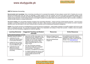 www.studyguide.pk UNIT 6: Business Accounting