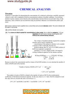 CHEMICAL ANALYSIS www.studyguide.pk Titration
