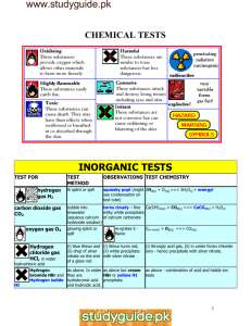 INORGANIC TESTS CHEMICAL TESTS  TEST FOR