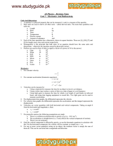 AS Physics – Revision Notes Unit 1 – Mechanics And Radioactivity