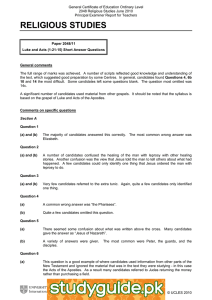 General Certificate of Education Ordinary Level 2048 Religious Studies June 2010