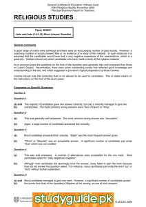 General Certificate of Education Ordinary Level 2048 Religious Studies November 2009