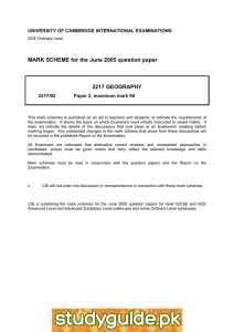 MARK SCHEME for the June 2005 question paper  2217 GEOGRAPHY