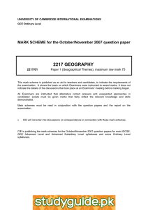 2217 GEOGRAPHY  MARK SCHEME for the October/November 2007 question paper