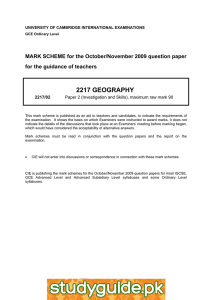 2217 GEOGRAPHY  MARK SCHEME for the October/November 2009 question paper