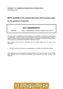 2217 GEOGRAPHY  MARK SCHEME for the October/November 2010 question paper