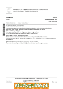 UNIVERSITY OF CAMBRIDGE INTERNATIONAL EXAMINATIONS General Certificate of Education Ordinary Level 2217/12