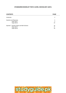 STANDARDS BOOKLET FOR O LEVEL SOCIOLOGY (2251) CONTENTS PAGE