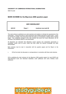 MARK SCHEME for the May/June 2006 question paper  2251 SOCIOLOGY