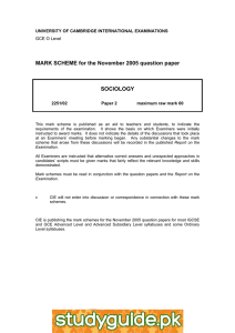 MARK SCHEME for the November 2005 question paper  SOCIOLOGY