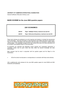 MARK SCHEME for the June 2004 question papers  2281 ECONOMICS