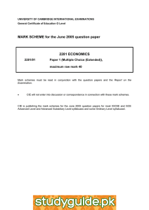 MARK SCHEME for the June 2005 question paper  2281 ECONOMICS 2281/01
