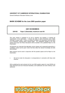 MARK SCHEME for the June 2005 question paper  2281 ECONOMICS