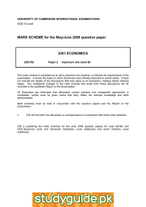 MARK SCHEME for the May/June 2006 question paper  2281 ECONOMICS