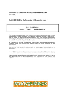 MARK SCHEME for the November 2005 question paper  2281 ECONOMICS