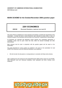 2281 ECONOMICS  MARK SCHEME for the October/November 2006 question paper