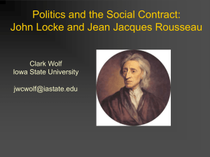 Politics and the Social Contract: John Locke and Jean Jacques Rousseau