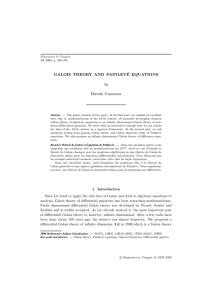 GALOIS THEORY AND PAINLEV´ E EQUATIONS by Hiroshi Umemura