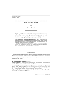 THE ELLIPTIC REPRESENTATION OF THE SIXTH PAINLEV´ E EQUATION by