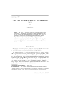 LARGE TIME BEHAVIOR IN PERFECT INCOMPRESSIBLE FLOWS by Drago¸s Iftimie