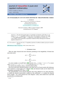 ON INTEGRABILITY OF FUNCTIONS DEFINED BY TRIGONOMETRIC SERIES