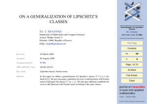 ON A GENERALIZATION OF LIPSCHITZ’S CLASSES Xh. Z. KRASNIQI